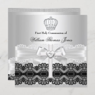 Invitation Croix de Bijoux en argent Garçon première communio