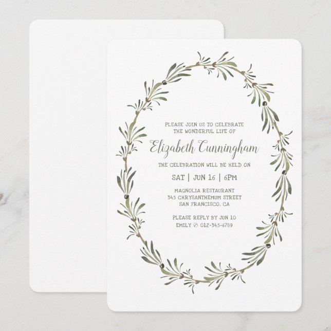 Invitation Croix de la Fête de la Vie de l'aquarelle (Devant / Derrière)