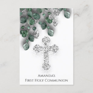 Invitation Croix de la Première Sainte Communion blanche en a