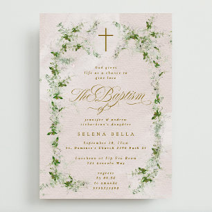 Invitation Croix d'Eucalyptus dans le Baptême de la fille de