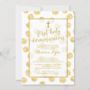 Invitation Croix d'or moderne Première communion sainte Invit