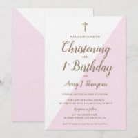 Croix d'or rose Christening 1er anniversaire combi