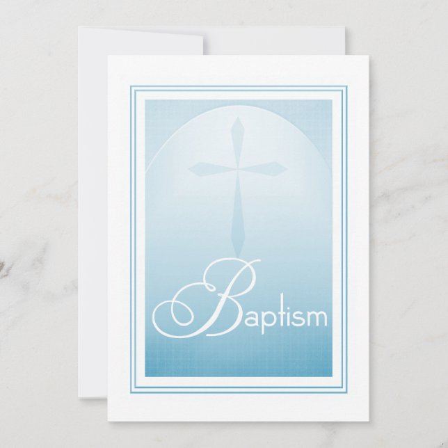 Invitation Croix du Baptême en bleu (Devant)