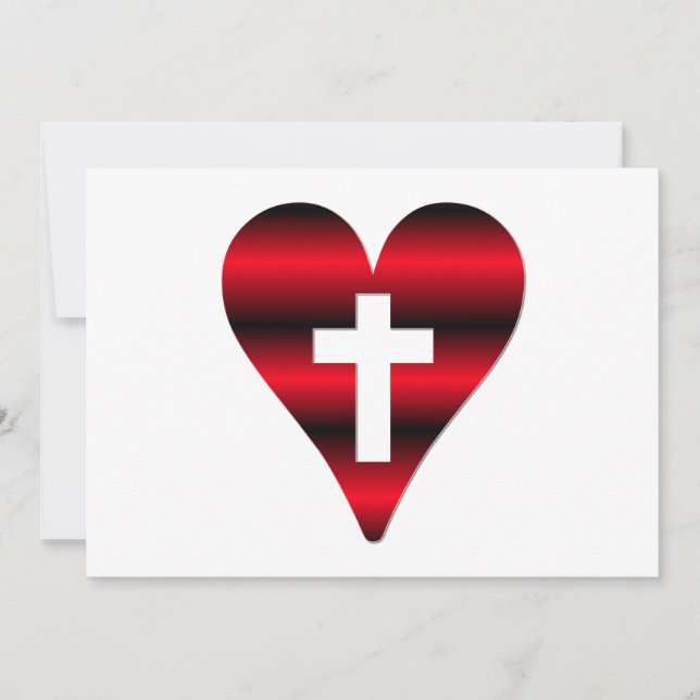 Invitation Croix et coeur #3 (croix à l'intérieur de coeur (Devant)
