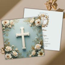 Croix et Roses blanches Baptême catholique Christe