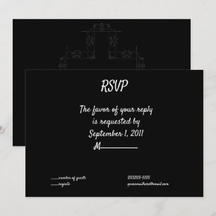Invitation Croix Grise Foncé Élégant Mariage Goth RSVP