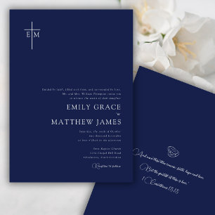 Invitation Croix Monogrammique Chrétienne Minimaliste Moderne