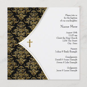 Invitation Croix Noire et Gold