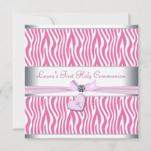 Invitation Croix rose rose blanche Coeur rose première commun