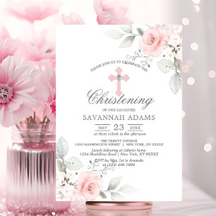 Invitation Croix rose rose rose rose de l'Aquarelle