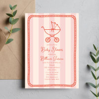 Croquis de poussette Doodle rose fille Baby shower