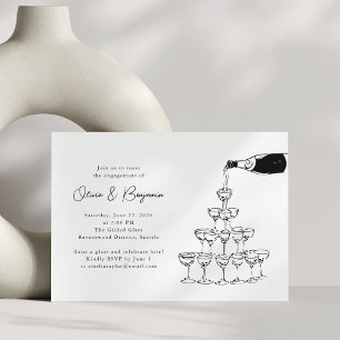 Invitation Croquis de tour de champagne pour une fête de fian