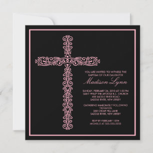 Invitation Cross Baptism Christening Girl'innovation Baptême
