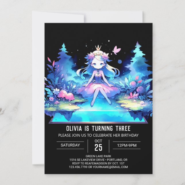 Invitation Crown Modern Princess Anniversaire (Devant)