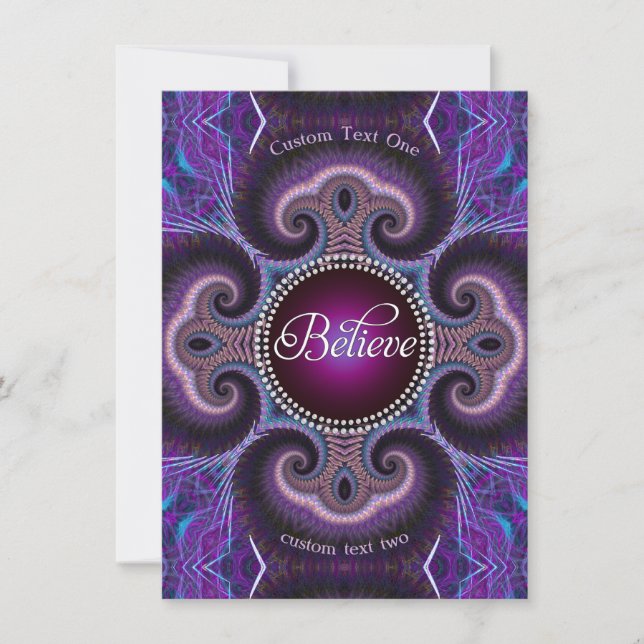 Invitation Croyez Inspirer Fractales violettes Cross Circle C (Devant)
