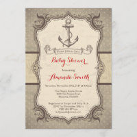 Cru nautique d'invitation de baby shower rétro