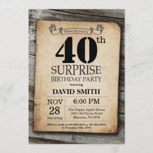 Invitation Cru rustique d'invitation d'anniversaire de