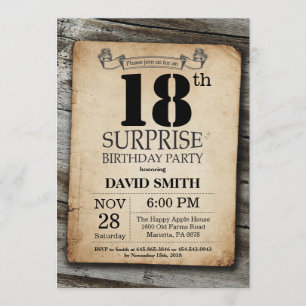 Invitation Cru rustique d'invitation d'anniversaire de