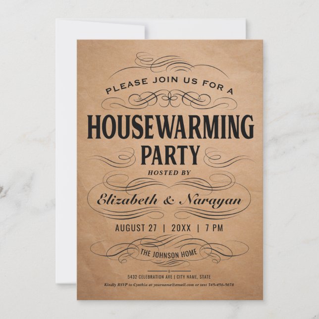 Invitation Cru Scrollwork d'invitations de partie de (Devant)