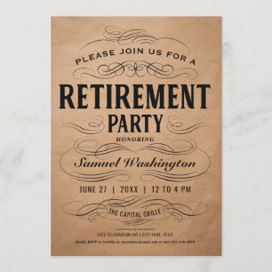 Invitation Cru Scrollwork d'invitations de partie de retraite