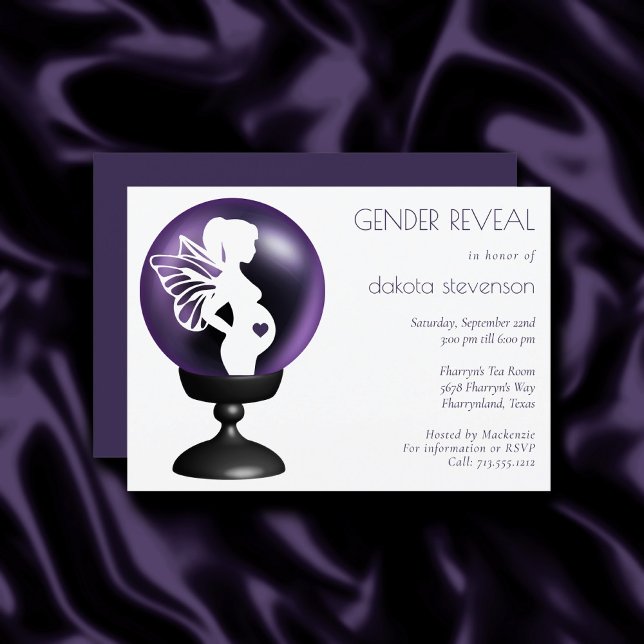 Invitation Crystal Ball Fairy | Révélation de genre pourpre f (Créateur téléchargé)