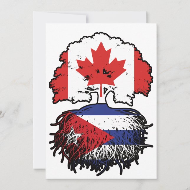 Invitation Cuba Drapeau canadien cubain des racines de l'arbr (Devant)