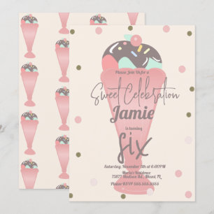 Invitation Cuillère de sundae confetti de glace rétro