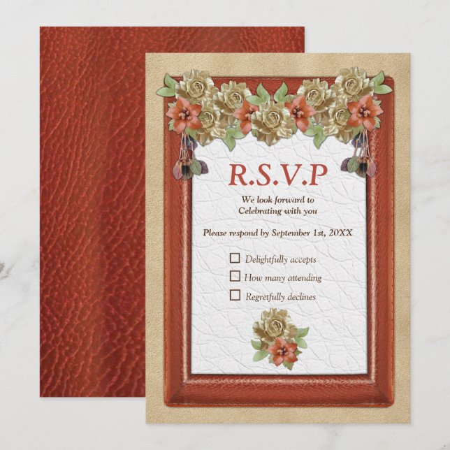 Invitation Cuir et daim Texture Art RSVP (Devant / Derrière)