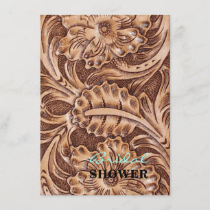 Invitation cuir travaillé motif western country cow-boy