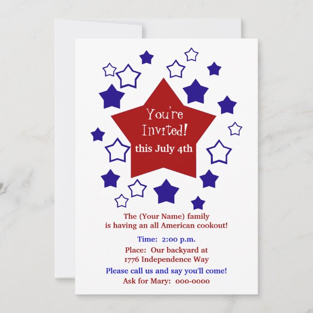 Invitation Cuisine 4 juillet (Devant)