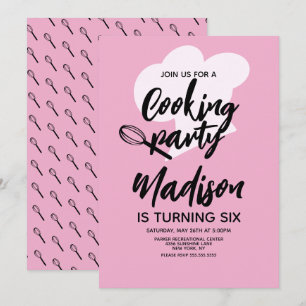 Invitation Cuisine Chef Baker Fête Anniversaire rose