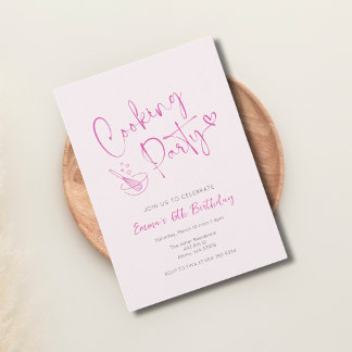 Invitation Cuisine Enfants roses Anniversaire Modèle d'invita