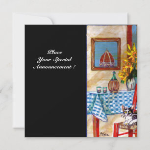 Invitation CUISINE ITALIENNE À FLORENCE, Rouge Bleu,Blanc,Noi