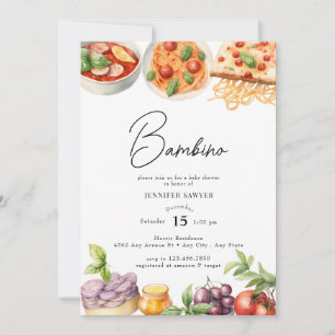 Invitation Cuisine italienne Baby shower aquarelle