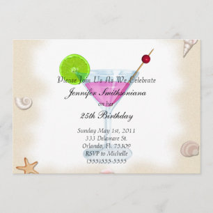 Invitation Cuisine New Sea Shells et Cocktails Anniversaire I