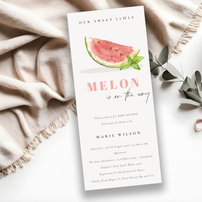 Invitation Cuisine Notre Petit Melon Aquarelle Baby shower ro (Créateur téléchargé)