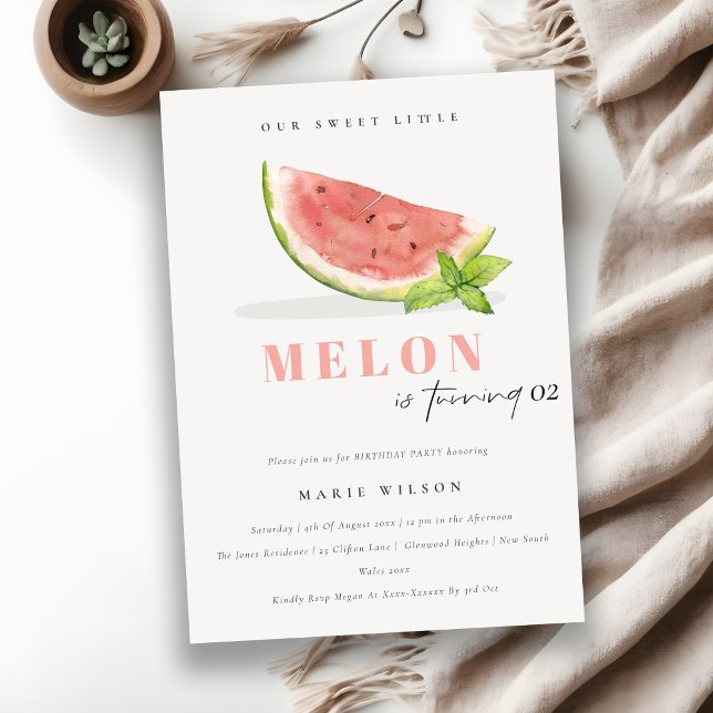Invitation Cuisine Notre Petit Melon Aquarelle Baby shower ro (Créateur téléchargé)