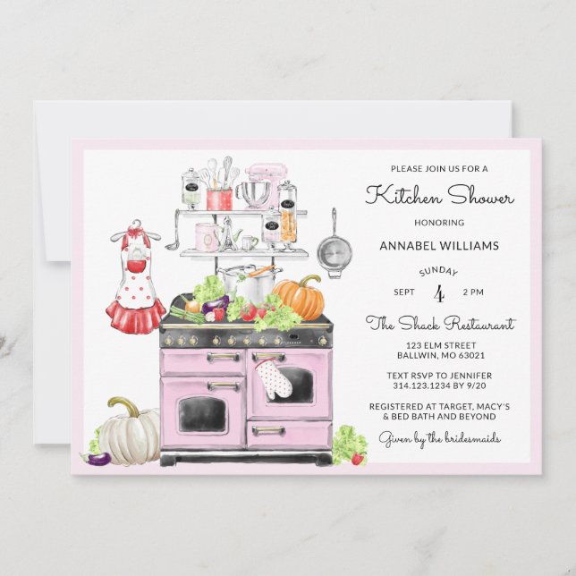 Invitation Cuisine nuptiale rétro douche (Devant)