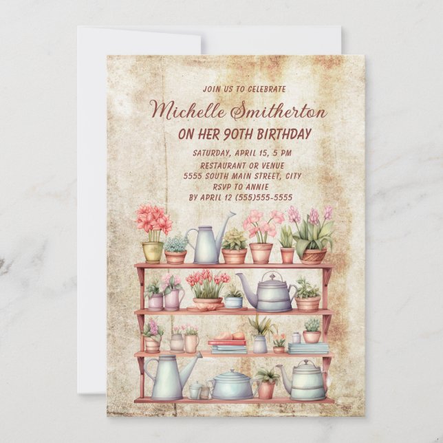 Invitation Cuisine Vintage rustique 90e anniversaire (Devant)