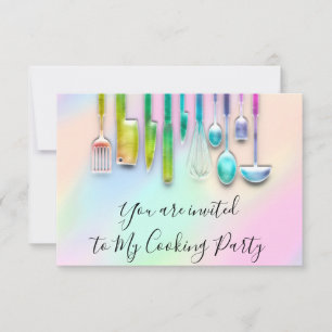 Invitation Cuisinier de fête holographique Restaurant Cuisine