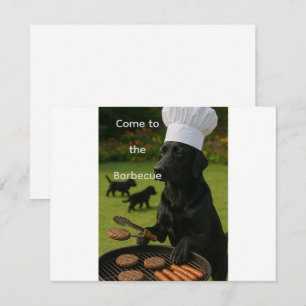 Invitation Cuisinier de grillade Labrador noir drôle