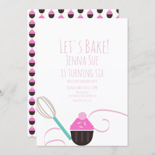 Invitation Cuisson Cupcake Décoration Anniversaire rose