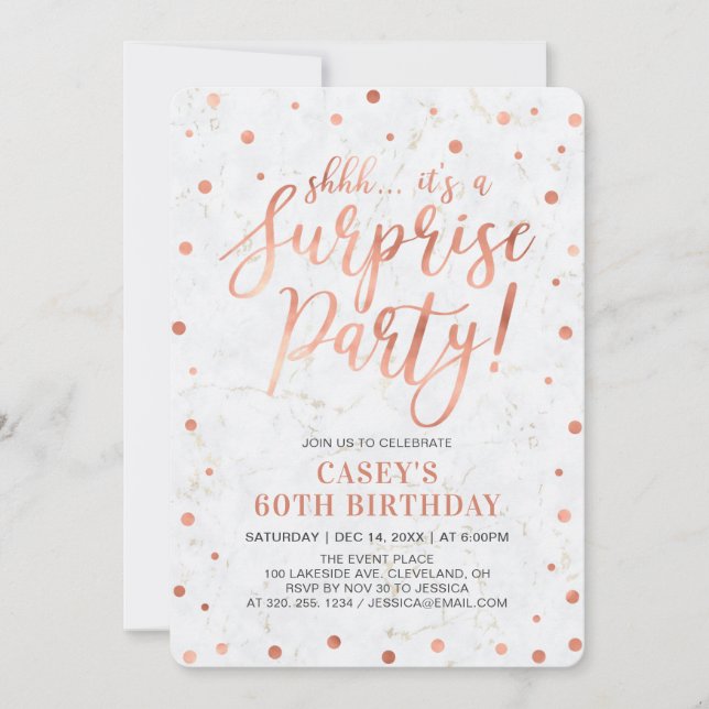 Invitation Cuivre et marbre | Surprise 50e fête d'anniversair (Devant)