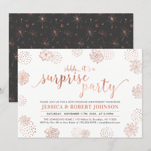 Invitation Cuivre   Moderne Surprise 50e anniversaire de Mari