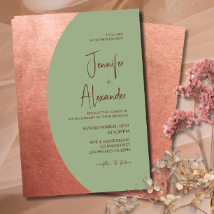 Invitation Cuivre Terracotta & Sage Vert minimaliste Mariage