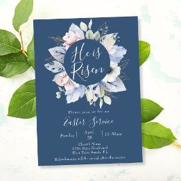 Invitation Culte de Pâques de l'Eglise Elégant Bleu Il Est Re