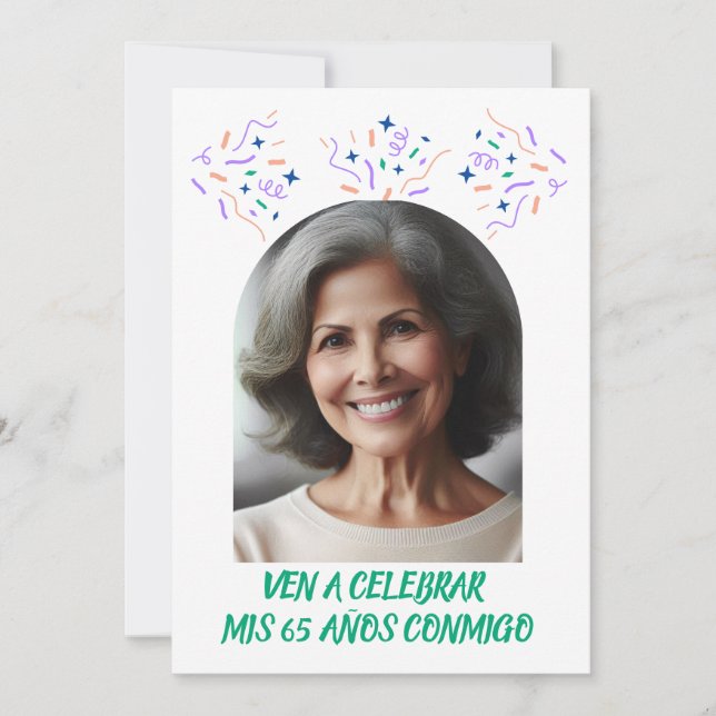 Invitation Cumpleaños de 65 Años Fiesta Con Foto (Devant)