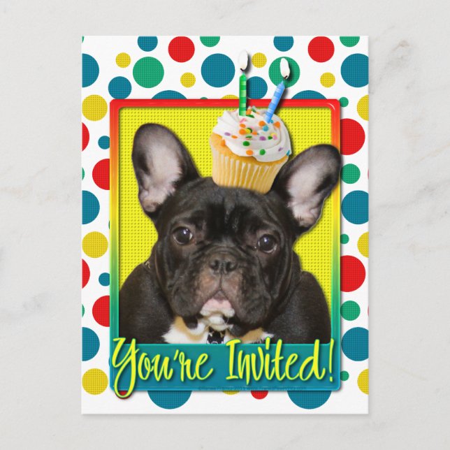 Invitation Cupcake 2 Year Old - French Bulldog (Front)