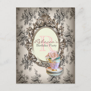 Invitation cupcake à fleurs victoriennes fête du thé anglais