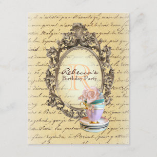 Invitation cupcake à fleurs victoriennes fête du thé anglais